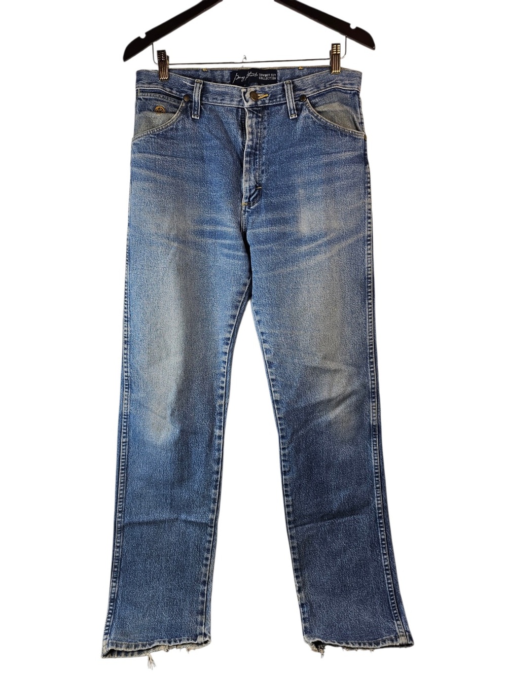 Wrangler Mens 31x34 George Strait Cowboy Cut Jeans Distressed Heavyweight Denim